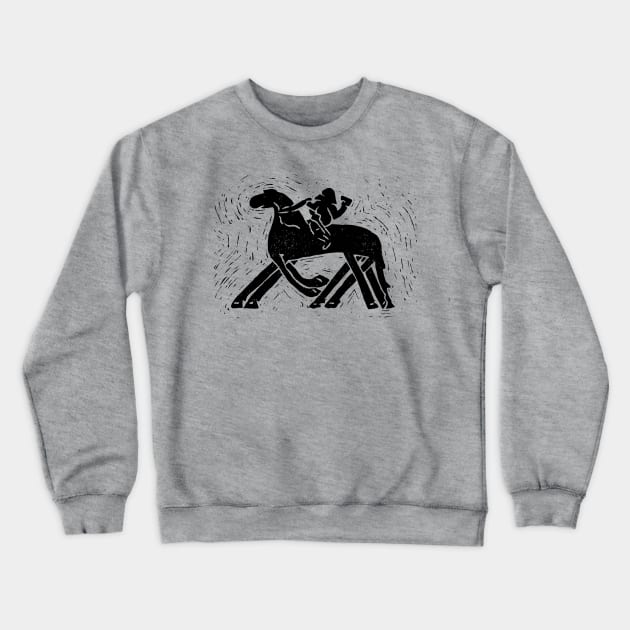 Riding to Valhalla or Tjängvide Odin and Sleipnir (Black Ink Version) Crewneck Sweatshirt by LaForma